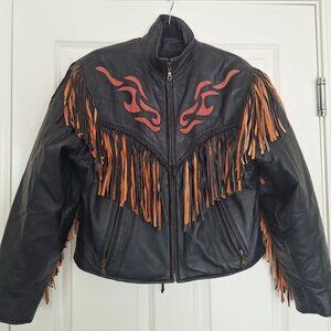 Bikers Dream Apparel black leather motorcycle jacket size L
